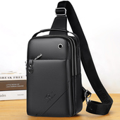 男士 胸包ipad电脑包男包单肩斜挎包包休闲二层牛皮胸前包平板背包