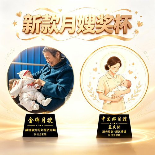 中国好月嫂送给金牌阿姨感谢礼物留念月子中心护理师满月奖杯定制