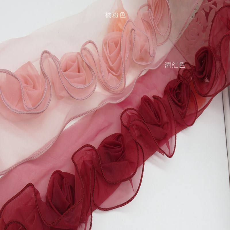 服装辅料花边13CM欧根纱玫瑰花花边裙子下摆花边婚纱服装花边窗帘,居家布艺,花边,淘宝优惠券,粉丝福利购,淘宝优惠卷