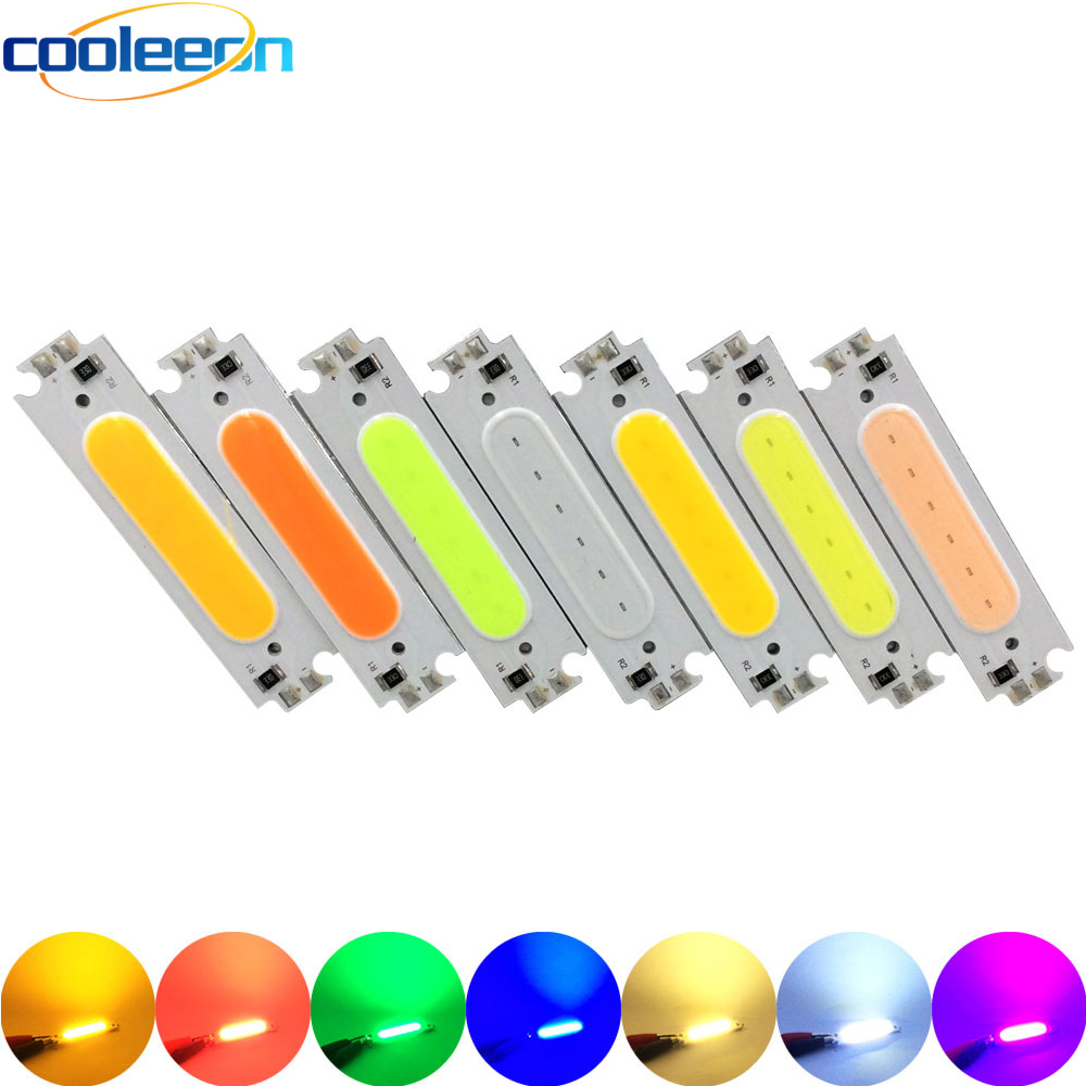 10根 2w红橙黄绿蓝紫白色cob光源led灯条diy室内工作汽车照明6cm