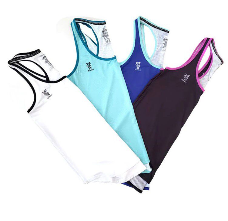 外贸女子瑜伽运动上衣 沙滩涤纶速干跑步黑白蓝纯色背心