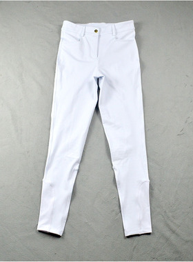 外贸防滑半胶马裤 高腰速干白色前拉链紧身裤