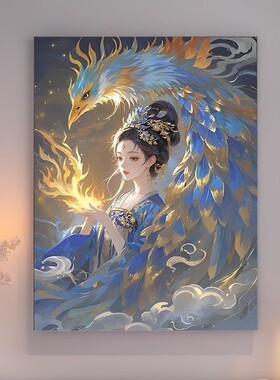 30*40山海经数字油画手工diy涂色填充手绘油画感治愈系装饰画