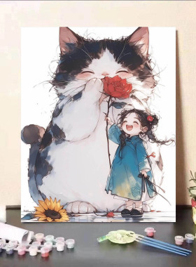 猫咪数字油画DIY治愈解压礼物