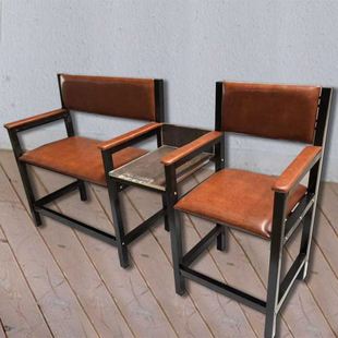 看台实木椅子椅沙发椅双人金属配件球椅子台球椅凳子桌球室定制