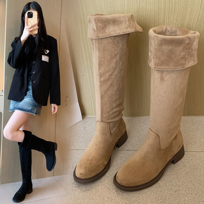 秋冬大码女靴高筒舒适百搭骑士靴