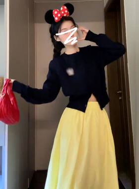 韩系小香风灰色连衣裙子女套装2026新款早春内搭长袖气质背心长裙