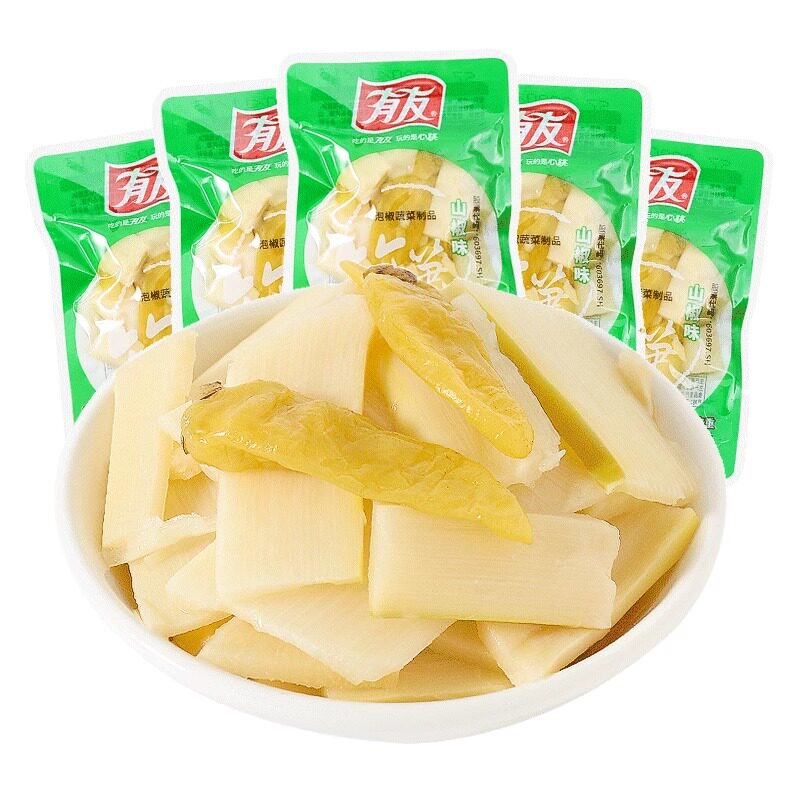 有友山椒竹笋268g小包装酸辣泡椒笋片新鲜开袋即食小吃休闲零食品