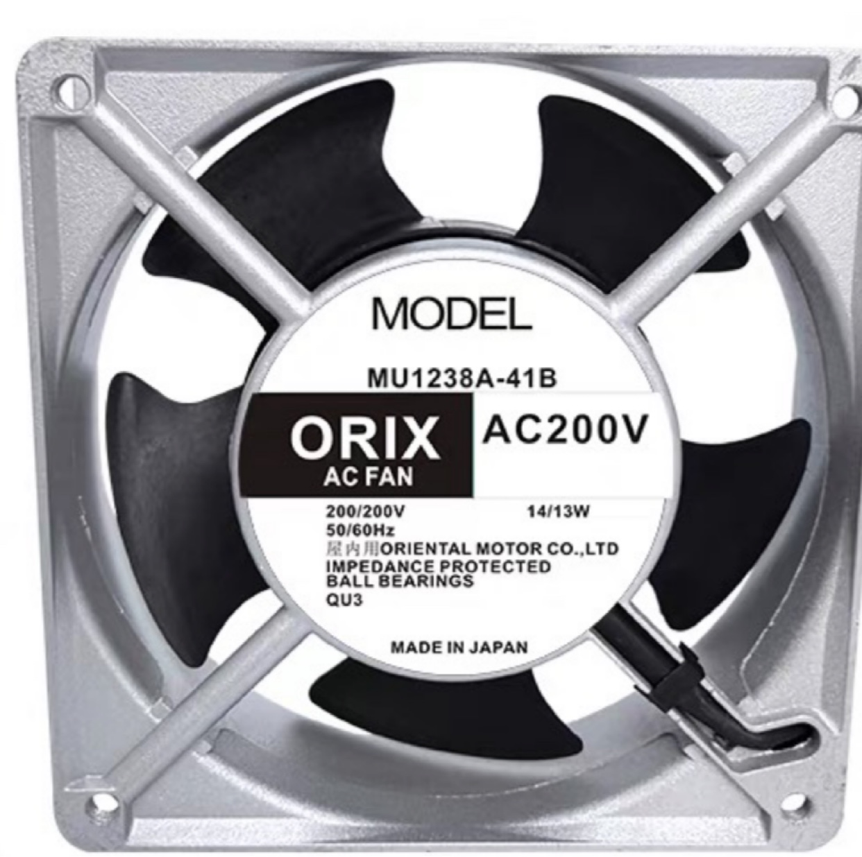 日本东方/ORIX MU1238A-41B 200V 14/13W 12038 铝框交流风扇12CM