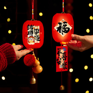 新年大红灯笼2026新款儿童醒狮发光中式宫灯阳台大门装饰挂饰用