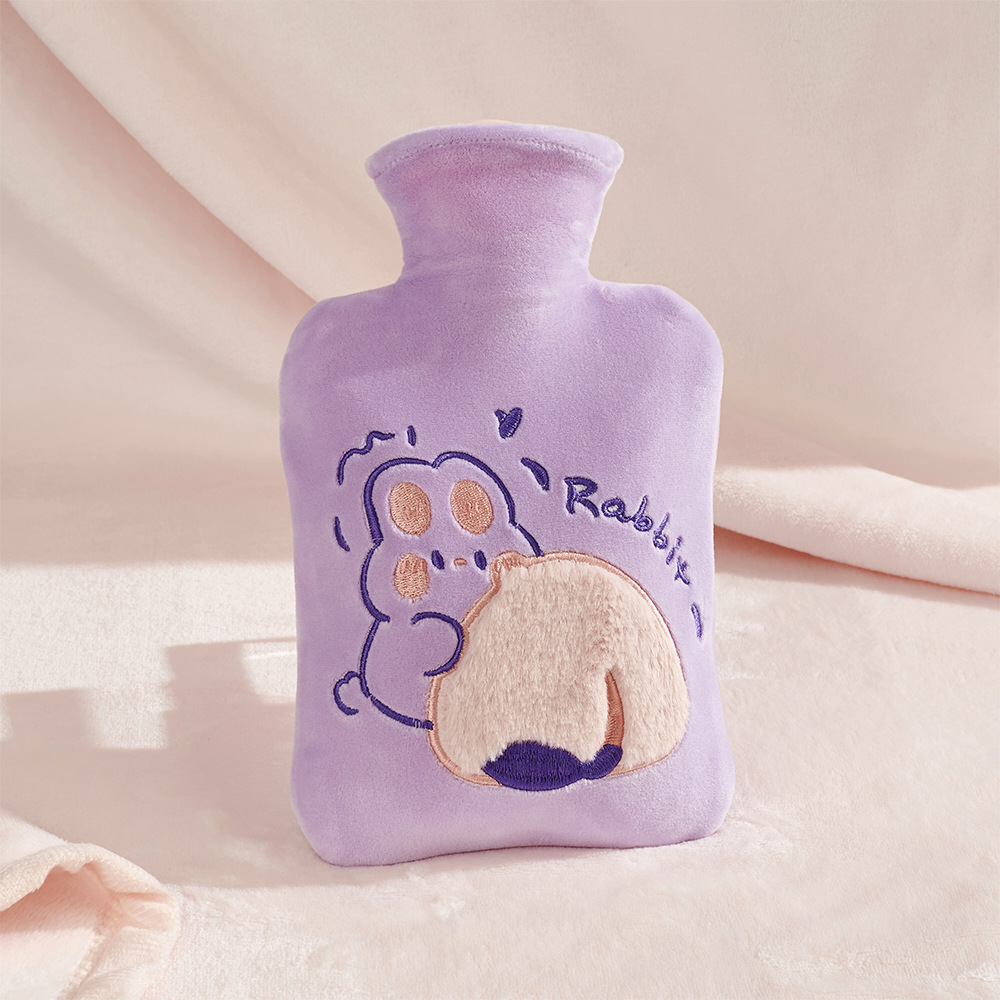 冬季新款灌水热水袋可爱毛绒套可拆洗加厚防爆儿童学生注水暖手宝