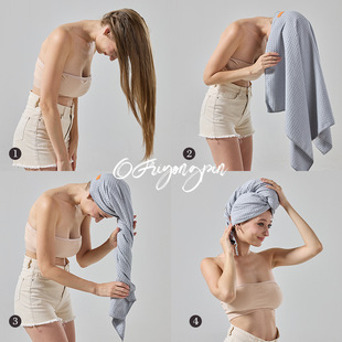 多功能不掉毛干发毛巾华夫格干发帽女超强吸水速干包头巾干发巾