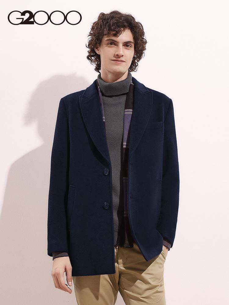 G2000男装羊毛大衣秋冬新款商务通勤保暖毛呢大衣百搭中长款外套