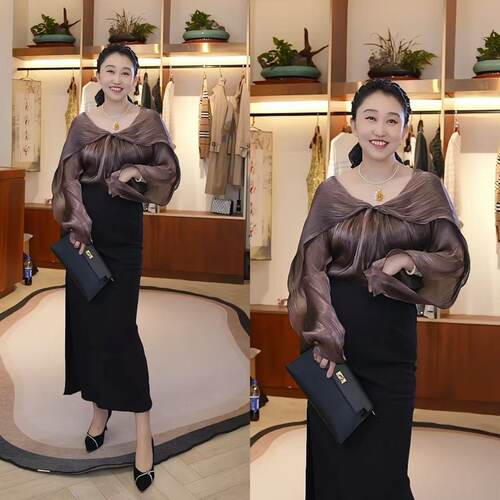 【设计总监然姐】欧柏兰奴V领衬衫女长袖夏季新款设计感OL上衣