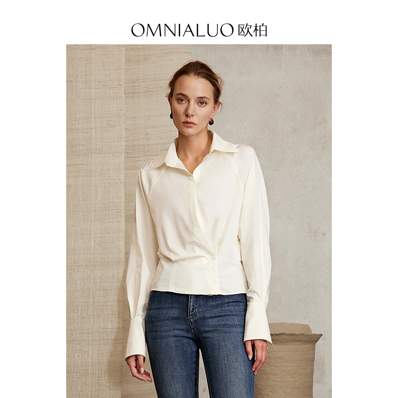 【商场同款】欧柏高端长袖衬衫女上衣2025秋装宽松OL气质通勤衬衣