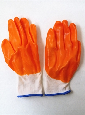 劳保手套浸胶耐磨棉纱修车PVCi全挂浸胶挂胶尼龙工作手套