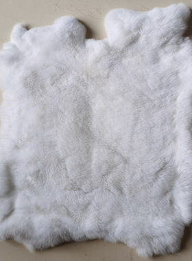 冬季白色兔皮整张獭兔毛皮毛料护膝坐垫内胆手工DIY 兔子皮整张皮