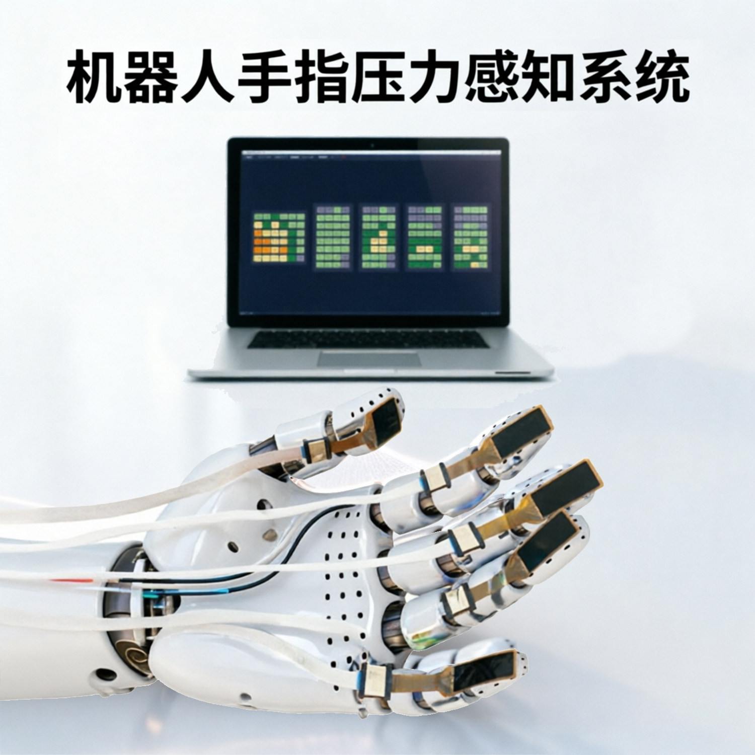 机器人灵巧手五指压力感应系统 薄膜压力传感器抓取反馈感知套件 - 实物图