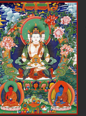 大日如来佛 四面菩萨 唐卡 西藏热贡 客厅玄关 装饰画海报挂画