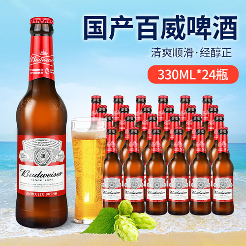 百威啤酒经典瓶装330ml*24瓶