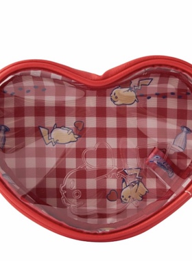 日本皮卡丘透明爱心零钱包可爱卡通收纳包便携式小痛包化妆包XG2