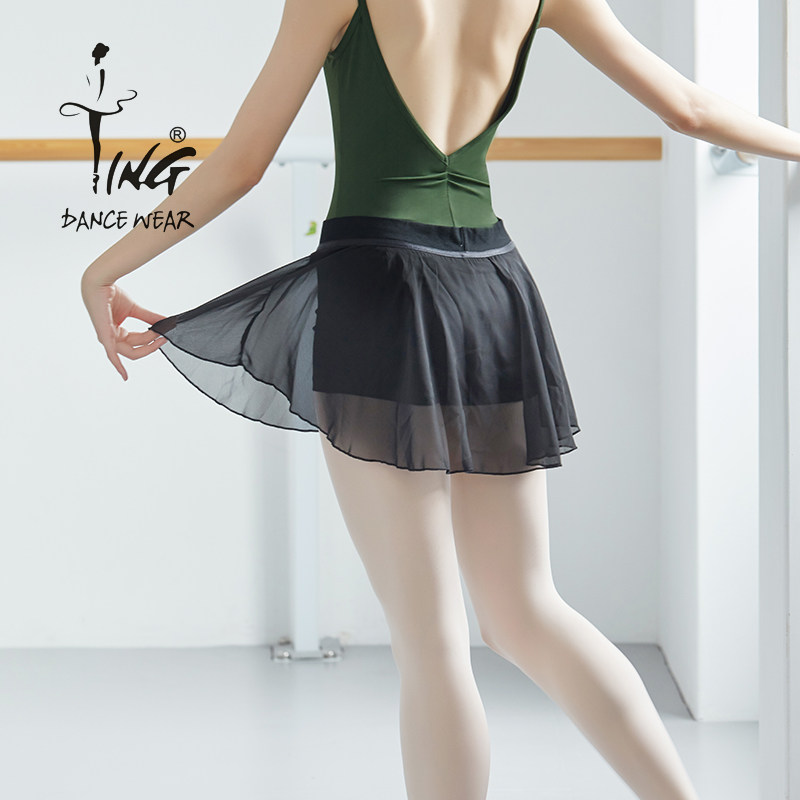 ting陈婷 芭蕾舞蹈练功纱裙女跳舞表演练习黑色薄纱短裙子 春夏季