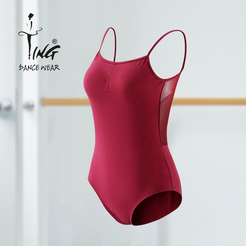 ting陈婷 芭蕾舞连体服舞蹈拼网v背吊带紧身练功衣艺考体操形体服