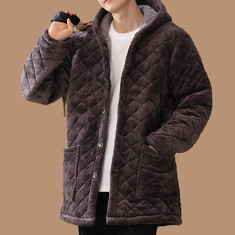 新款男士加绒棉衣大码宽松