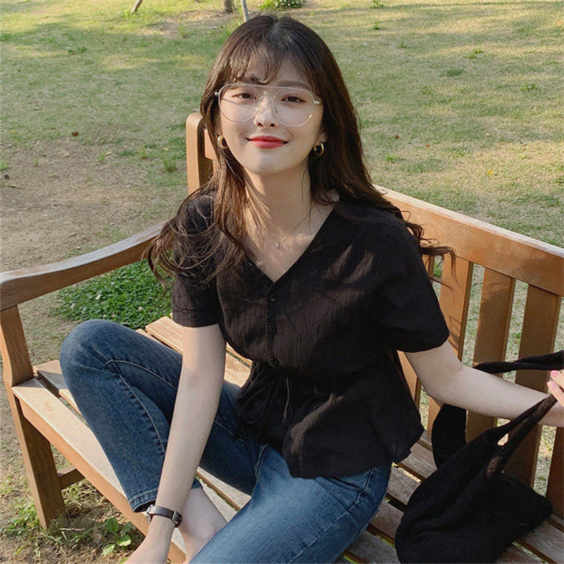 summer new pattern Cotton and hemp jacket have cash less than that is registered in the accounts V-neck Short sleeved shirt Waist Show thin student Western style T-shirt Base coatin the Women's clothing/Boutique , 时尚防晒服 category - from Buy2taobao.com to provide professional Taobao agent buy service