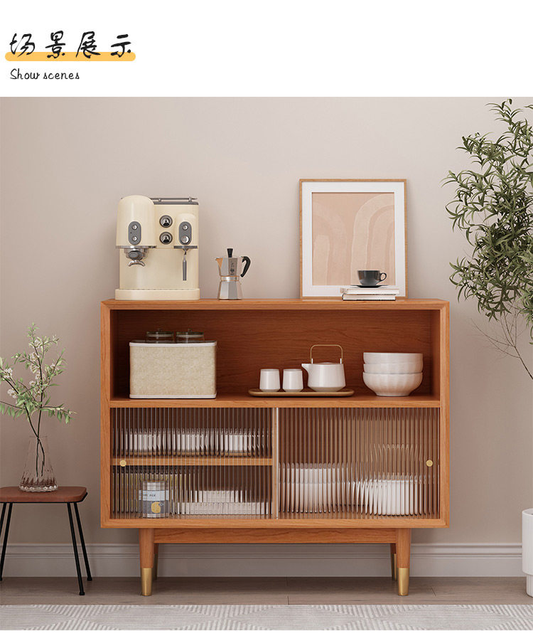 实木餐边柜北欧日式小户型餐厅茶水柜简约现代客厅玻璃收纳储物柜,住宅家具,餐边柜,淘宝优惠券,粉丝福利购,淘宝优惠卷
