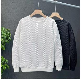 高级感卫衣男ins潮牌加绒休闲长袖t恤2025新款秋冬季男装上衣外穿