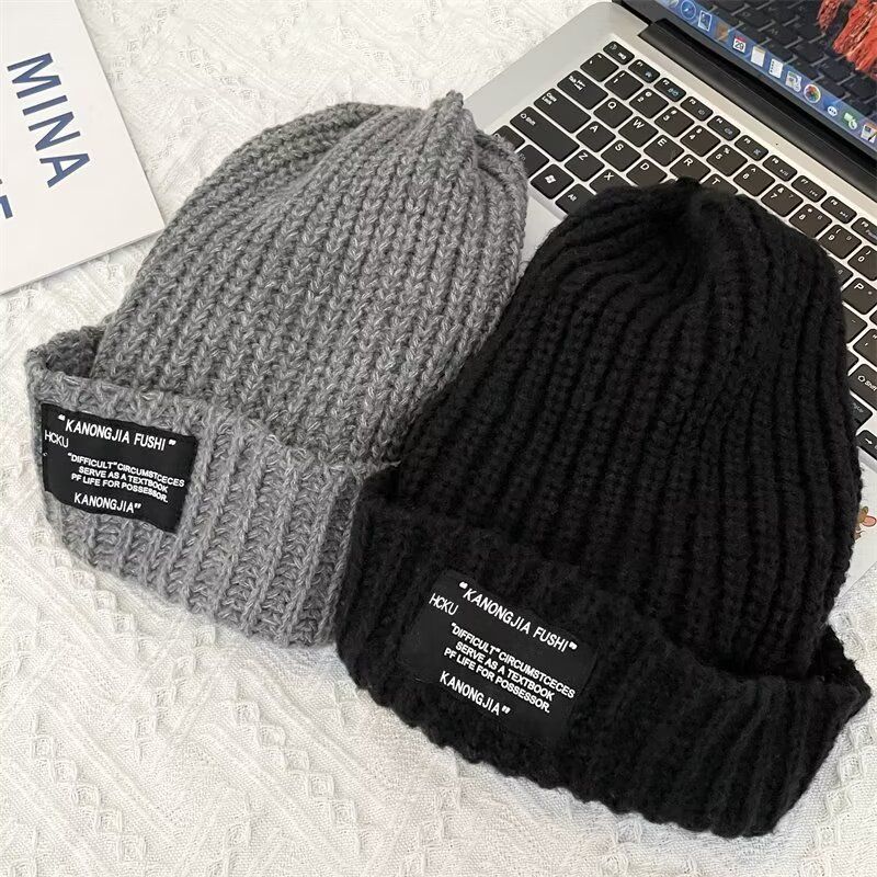 2025年秋冬季新款潮男女搭配日系毛线纯色保暖帽子显脸小ins时尚