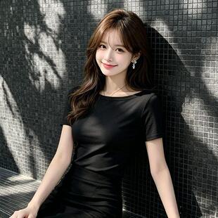 2026夏款新款美式慵懒风修身显瘦短袖T恤ins潮流一字肩小众上衣女