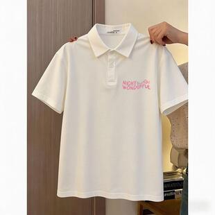 夏日新款潮流POLO领小众设计感短袖t恤女生韩版宽松百搭显瘦上衣