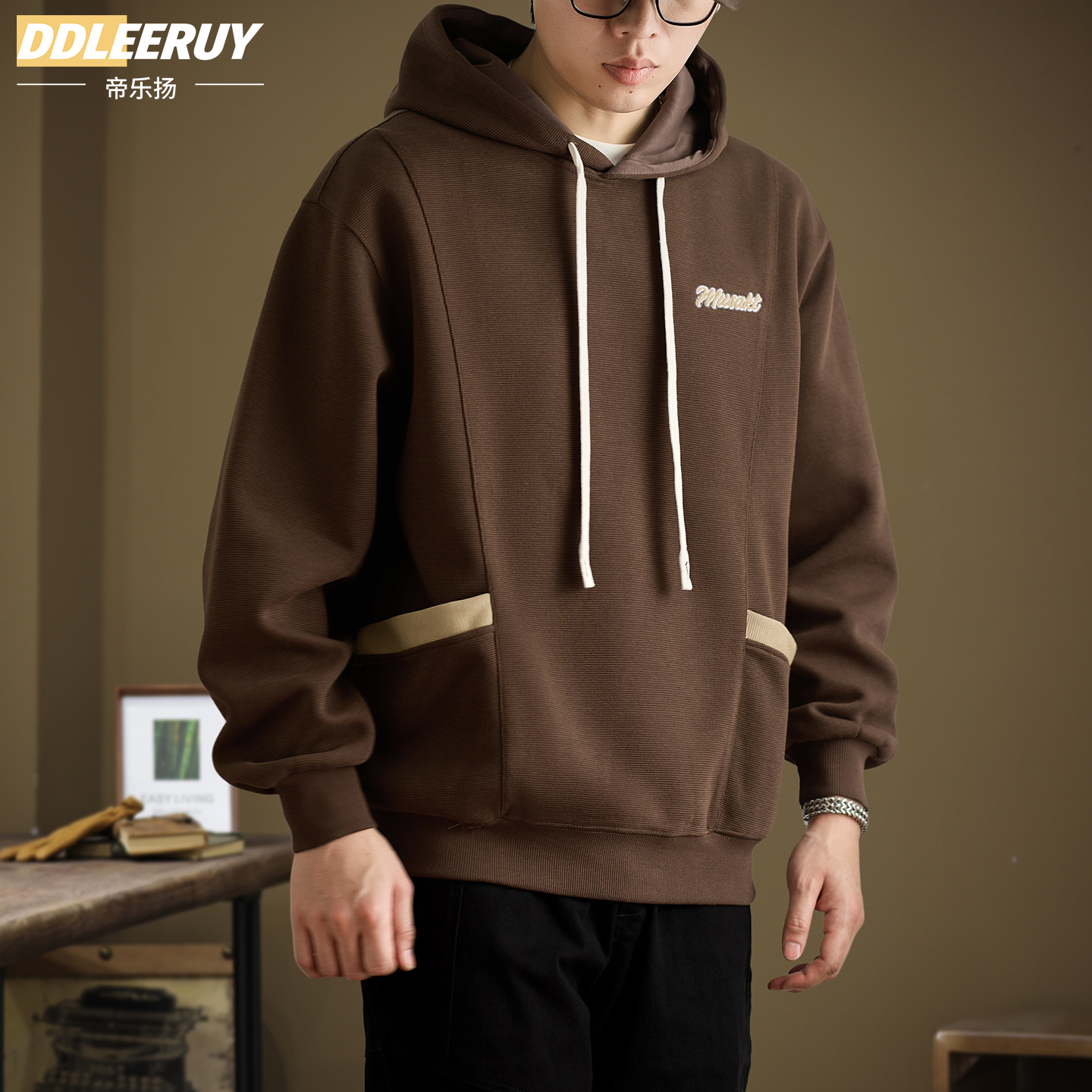 360g重磅加绒卫衣男宽松连帽上衣