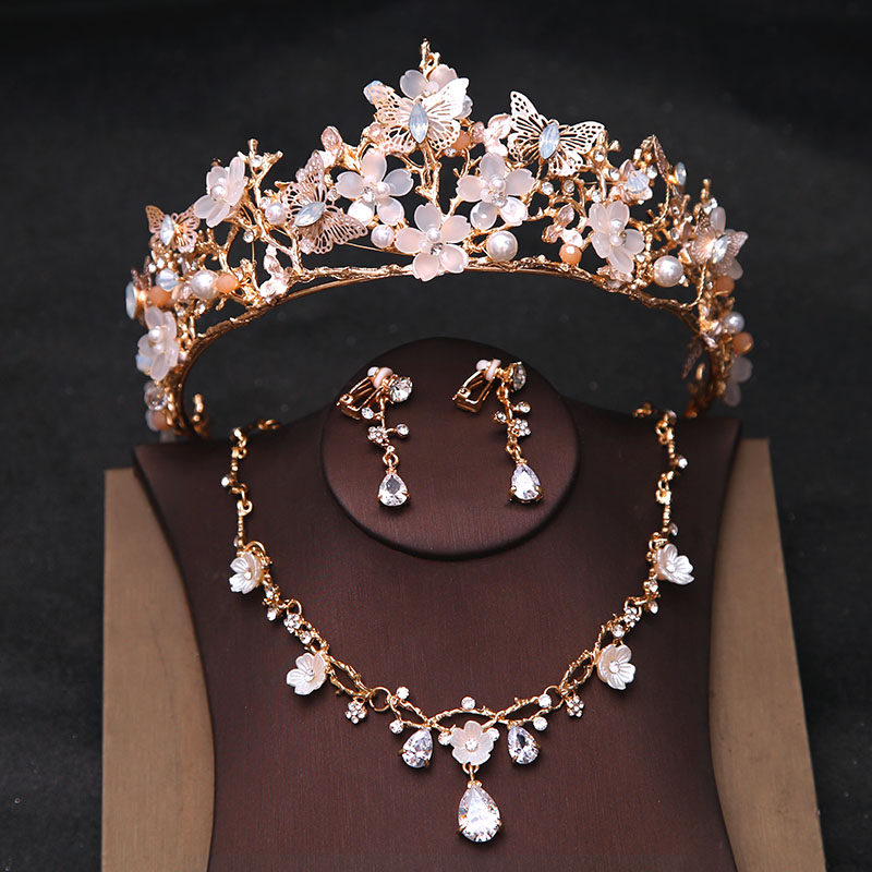 新娘头饰结婚皇冠婚纱礼服大气三件套发饰套装婚礼配饰2024新款女