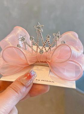 立体顶夹公主头饰儿童蝴蝶结发饰女童女孩蓝色发夹冰雪奇缘艾莎