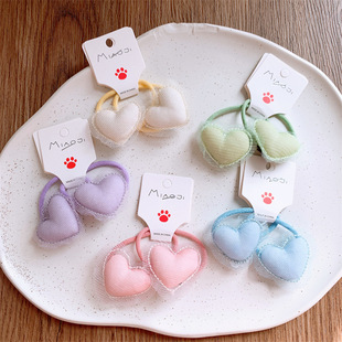 春季新款儿童网状爱心发圈女童对装扎头发皮筋发绳不伤发头绳发饰