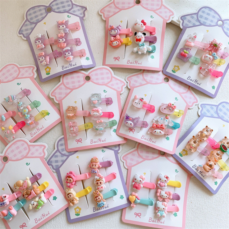 新款果冻色可爱卡通动物儿童发夹侧边刘海夹女孩不伤发鸭嘴夹发卡