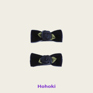 HOHOKI原创设计小众复古丝绒玫瑰花边夹发饰女