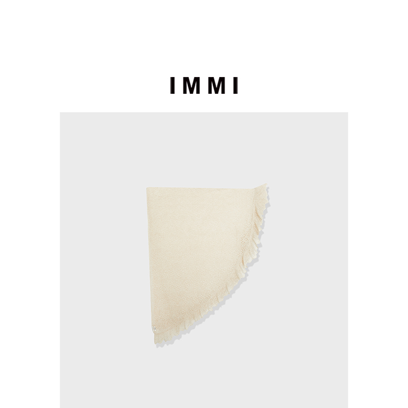 【IMMI】冬季新品羊绒荷叶边素色围巾MWDFWKSF1116X