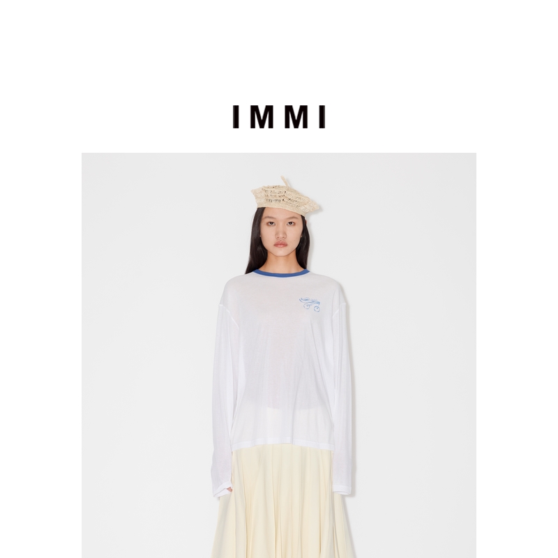 【IMMI】25夏季新品樱桃印花撞色长袖T恤MWESSJLT0493X