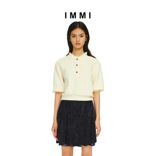 上衣112TP041Y IMMI 秋冬羊毛珠地泡泡袖