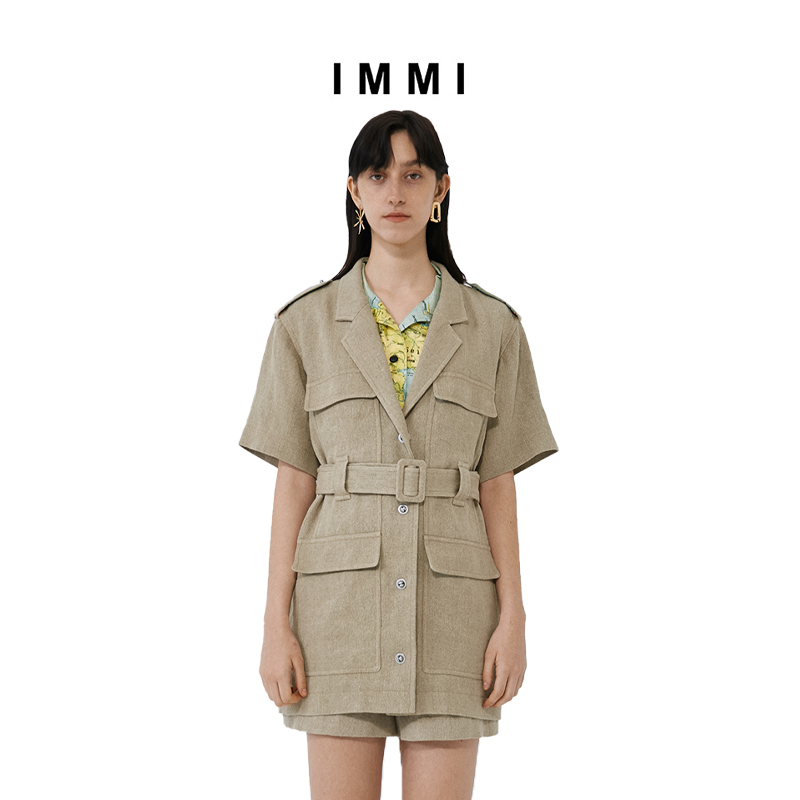 IMMI设计师春夏苎麻工装风连衣裙