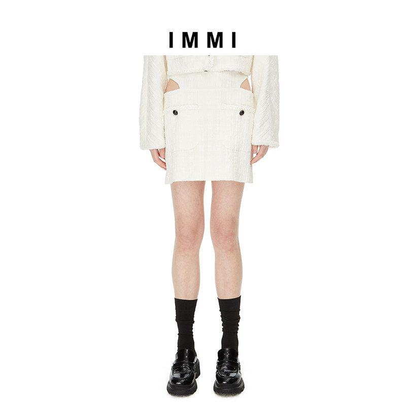 【immi】春夏提花方格a型露腰短半裙121sk034x