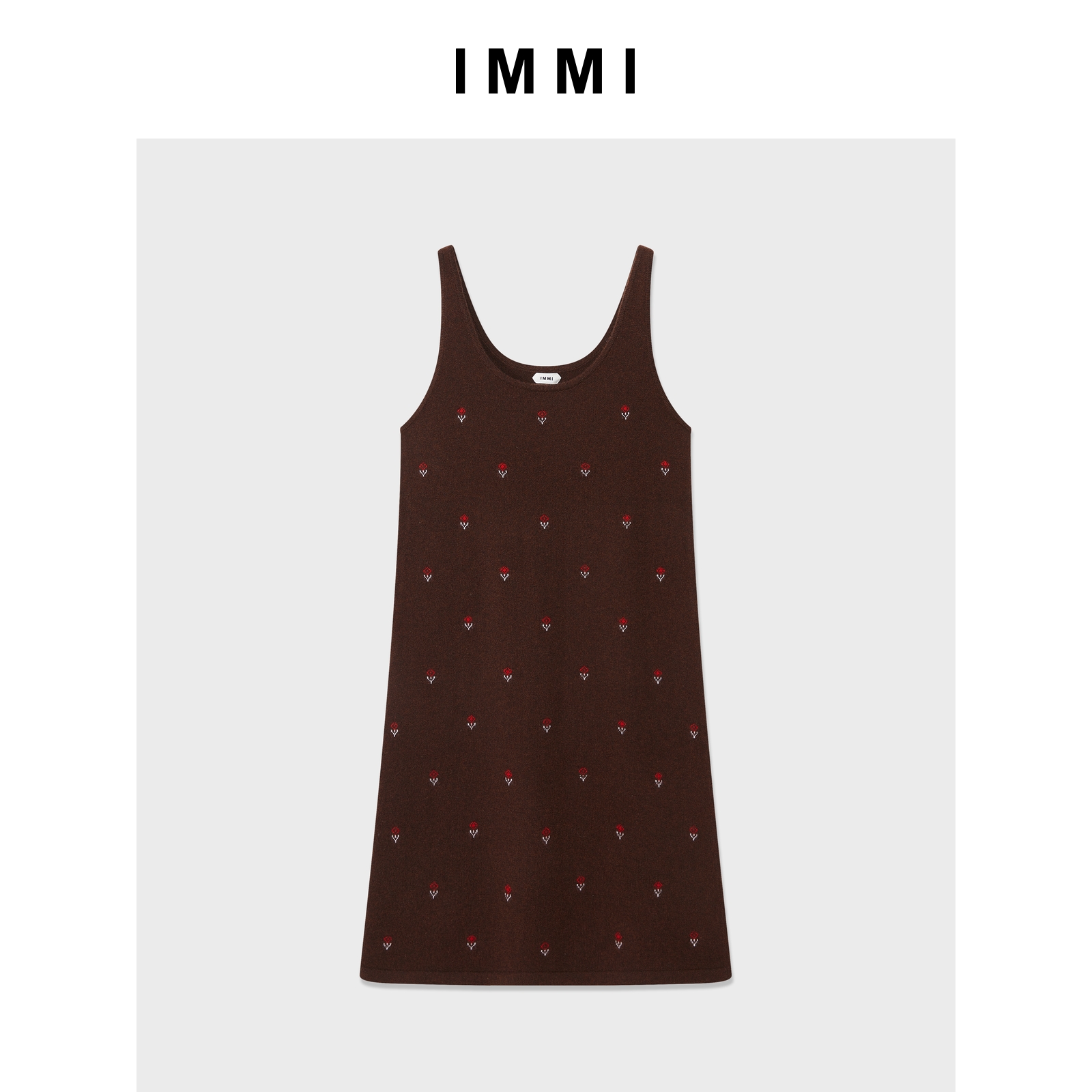 【IMMI】25秋冬新品羊绒小提花针织吊带连衣裙MWEFWKDS0642X
