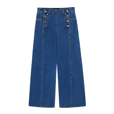 22秋冬新品牛仔双门襟宽松长裤