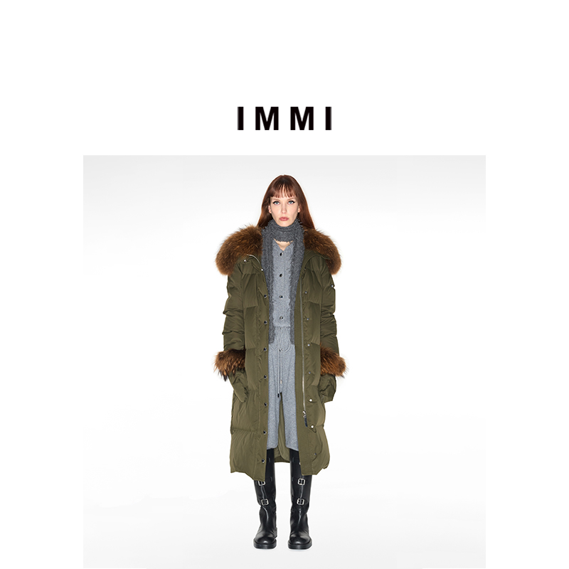 【IMMI】冬季新品可脱卸手套翻毛领长款羽绒服MWDFWFCO0805X