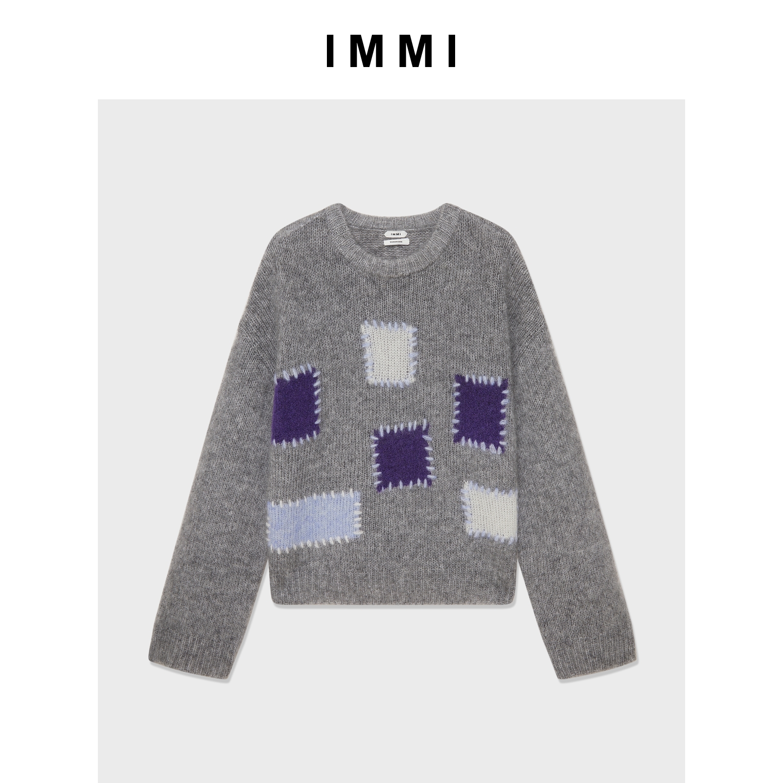 【IMMI】25秋冬新品马海毛方格装饰套头毛衣MWEFWKTP1578X