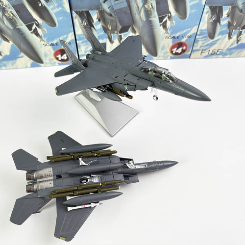 1/100美军F-15E打击鹰超音速战斗轰炸机合金仿真飞机军事模型摆件